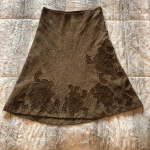Express Brown Floral Appliqué A-line skirt. Sz 7/8